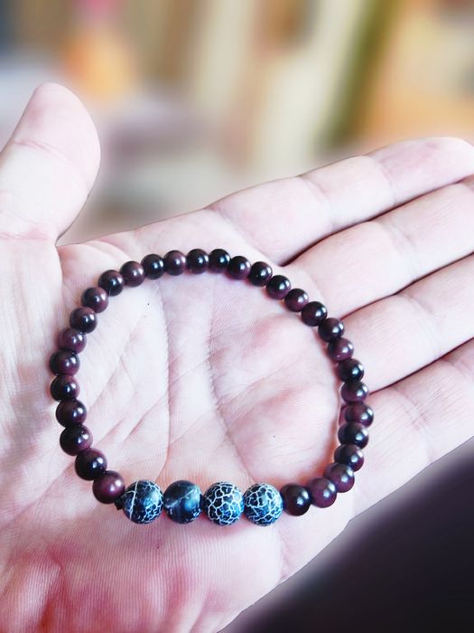 Bransoletka męska handmade Bycze oko i onyks