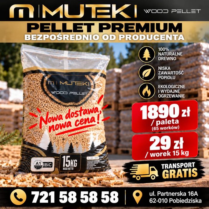 Pellet MUTEKI bezpośrednio od producenta. Certyfikat A1 . Sklep firmowy.