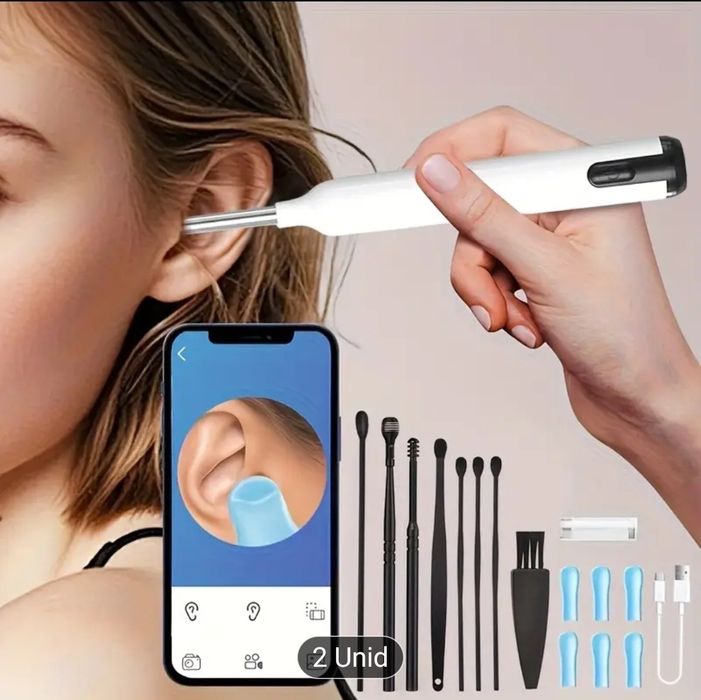 Kit de Remoção de Cera de Ouvido, Conjunto de 8 Peças com Câmera