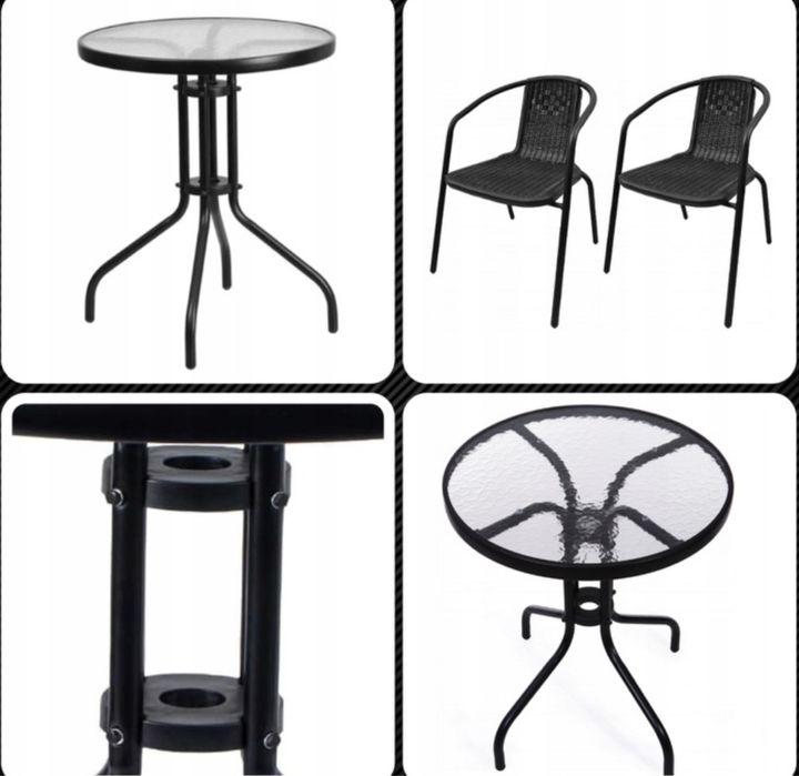 Zestaw Mebli Ogrodowych Meble Ogrodowe 2 Krzesła Stolik Stół Ogrodowy