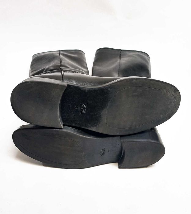 Botas cano Alto Pele Preto Senhora 38 Zara
