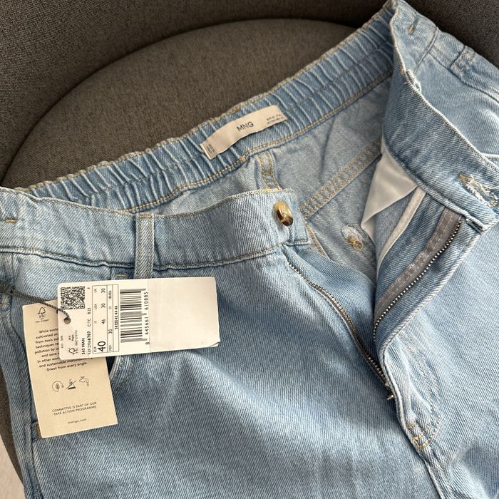 Чоловічі джинсові шорти Mango Straight Leg denim, сині джинсові шорти зара