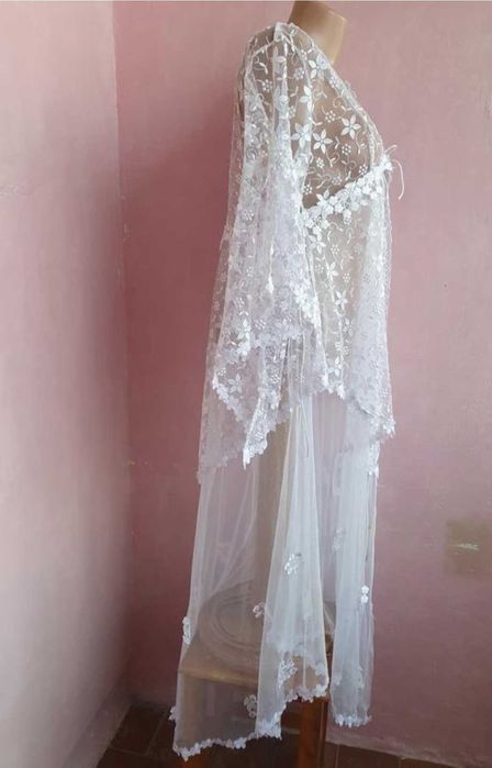 Весільна , мереживна накидка кімоно