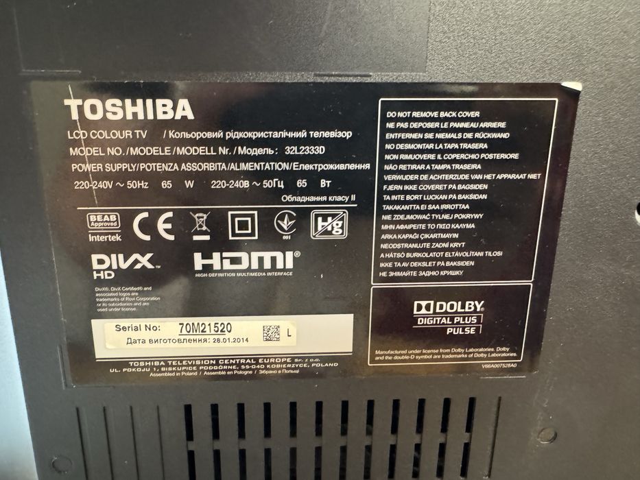 Ostateczna cena! Telewizor Toshiba 32L2333D