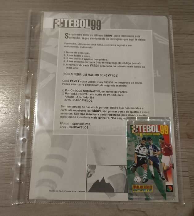 Caderneta cartas Futebol 99 Panini