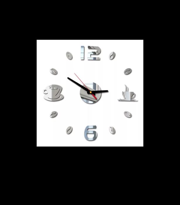 Zegar ścienny naklejany  srebrny