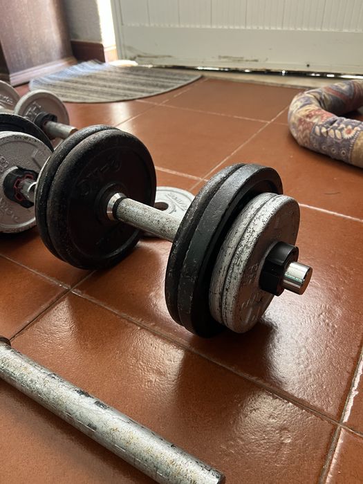 Halteres e barras de musculação