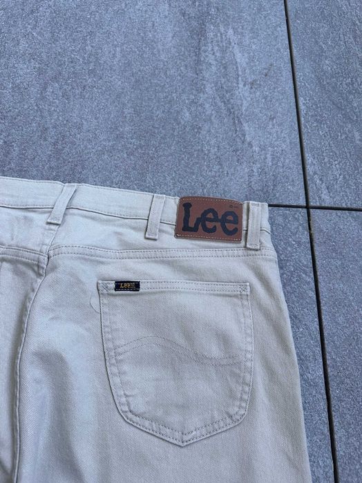 Spodnie jeansowe LEE Jeans męskie proste casual beżowe straight r. 38/34