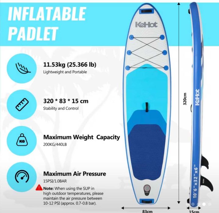 Prancha de Stand Up Paddle KEHOT 10'6" (320 cm) – Nova