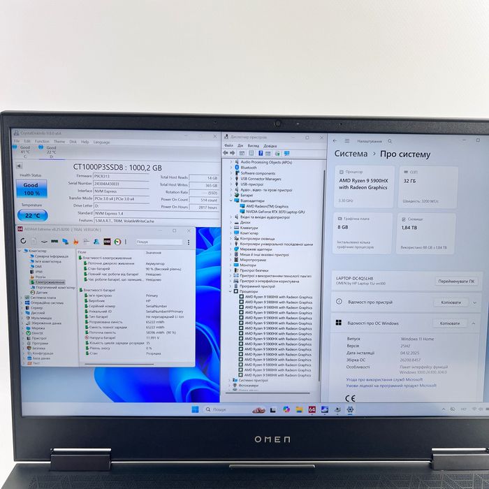 HP OMEN 15z-en100 R9 5900HX 32GB RAM 2TB SSD RTX 3070 Гарантія Магазин