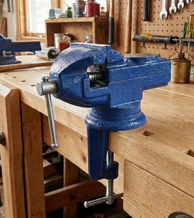 Imadło Ślusarskie Obrotowe 360° z Kowadłem Żeliwne Stołowe Warsztat