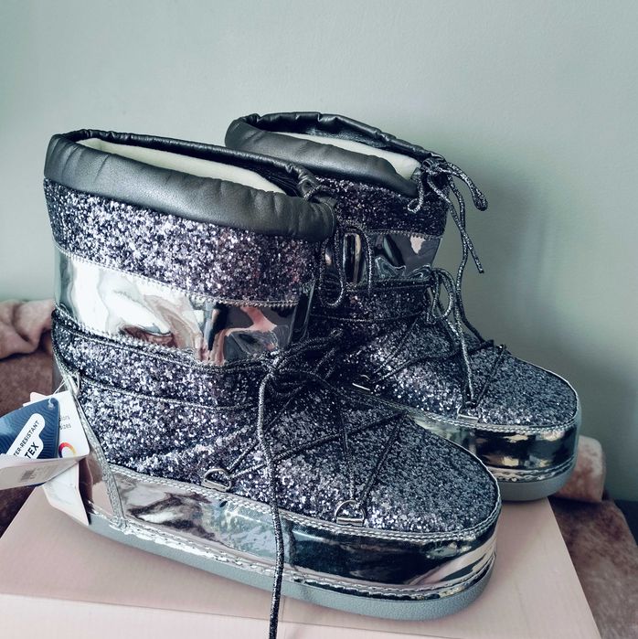 Nowe emu śniegowce Deezee r.40/41 srebrne brokatowe bardzo ciepłe
