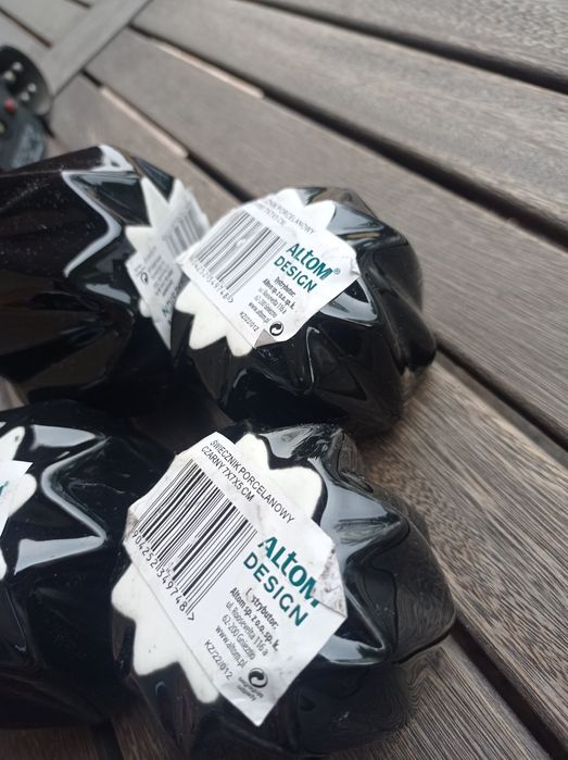 Zestaw świeczniki porcelanowe czarne