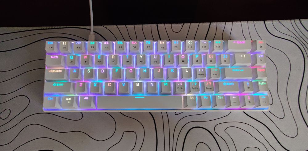 Механічна клавіатура біла червоні свічі перемикачі HXSJ V800.