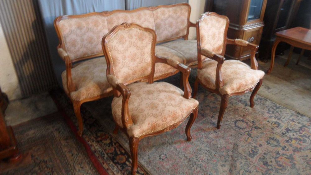 Sofa  2 Fotele Ludwik Kabriolowe Nóżki  z Holandii