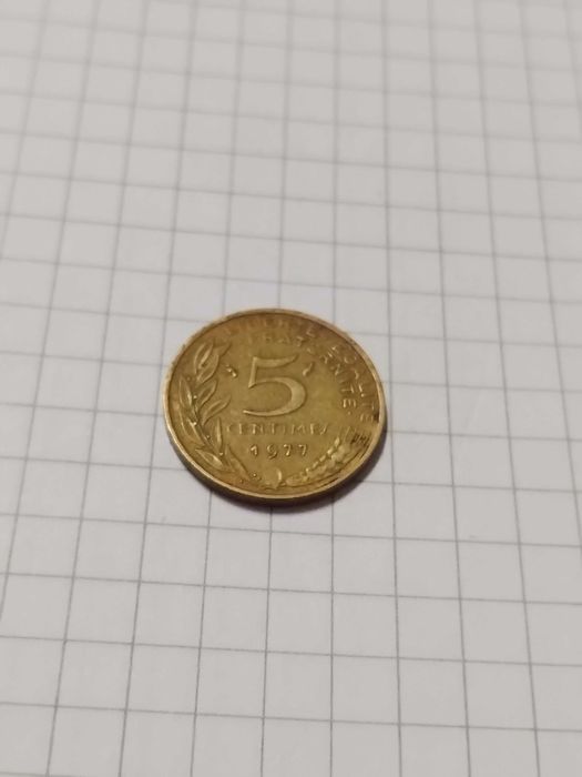 Moeda 5 centimes 1977   França