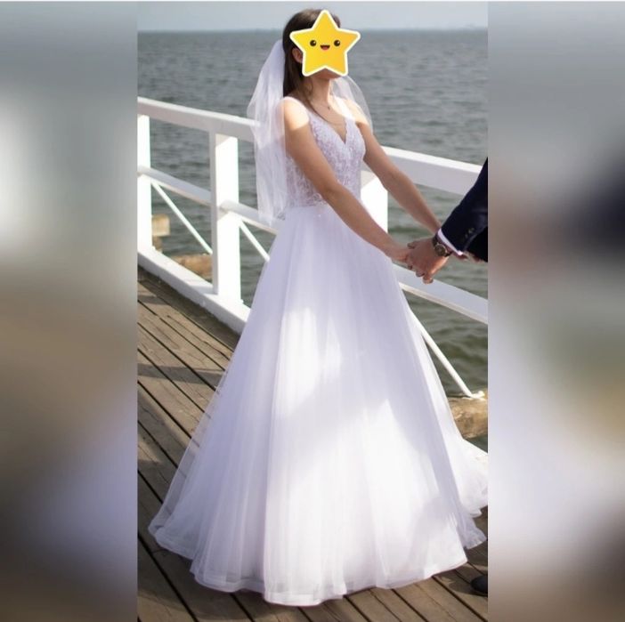 Suknia ślubna 36/38 z trenem