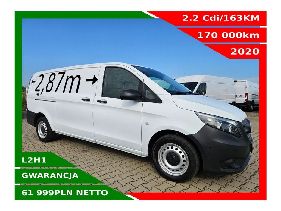 Mercedes-Benz vito L2H1 *61999zł NETTO* 2.2Cdi/163KM  Klimatyzacja, Tempomat, Grzane siedzenie, Czujniki parkowania, Kamera