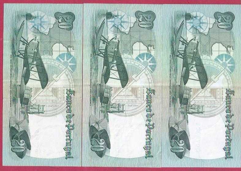 NOTAS DA REPUBLICA 3 NOTAS DE  20 ESCUDOS CH9   1978