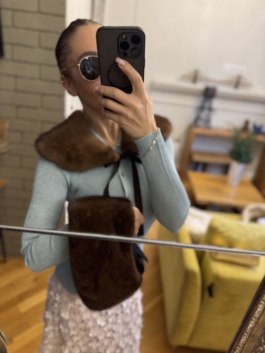 Шарф , комірець з натурального хутра