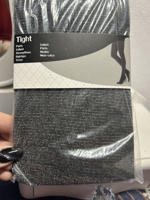 Rajstopy damskie „Tight” L/XL – czarno srebrne nr.8926