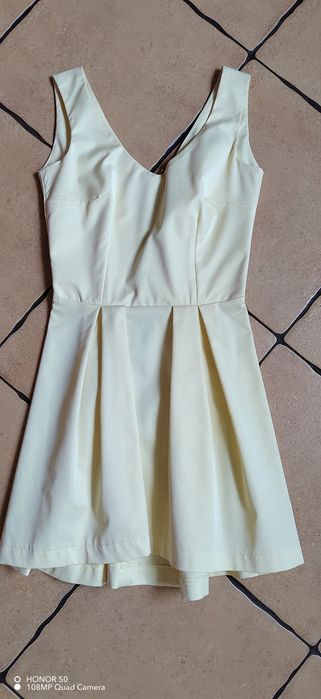 Sukienka żółta na wesele przyjęcie elegancka wizytowa