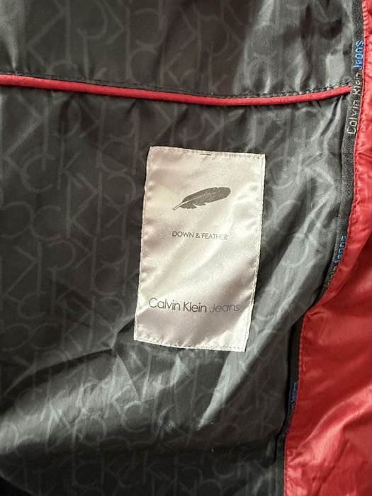Calvin Klein Jeans Kurtka Puchowa L Czerwona Puch Pierze Zimowa Premium CK