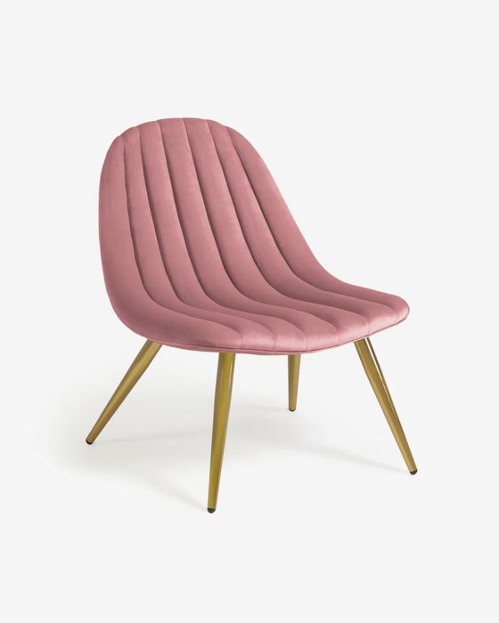Cadeirão Pink Velvet Lounge Chair Gold Legs – Kave Home, Marlene