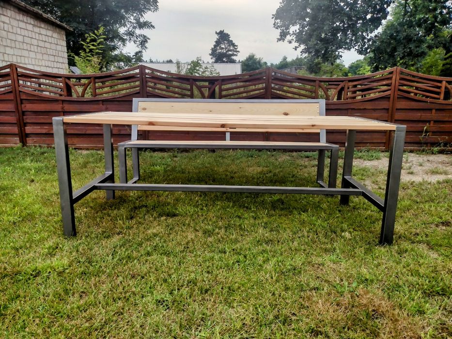 Meble ogrodowe, loft stół i dwie lawki