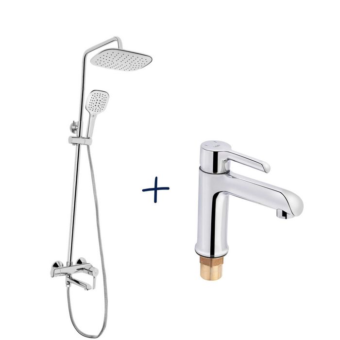 Душова система Qtap Grand CRM 1004 + Змішувач для раковини Qtap 001F