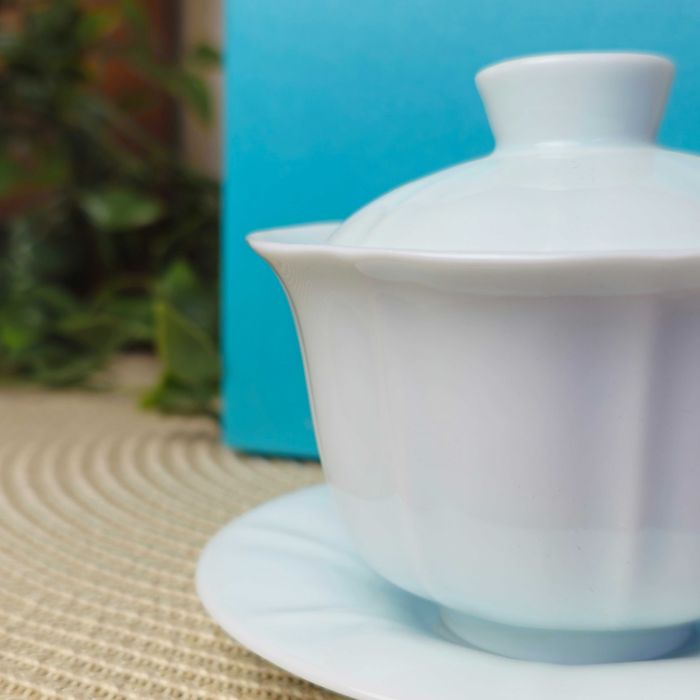 Гайвань порцелянова 130мл +❱ біла класична ❰+ в бірюзовій коробці