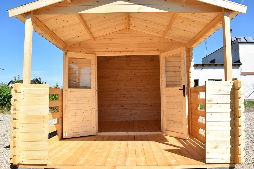 OD ręki MASYWNY domek letniskowy z tarasem*5x3*15m2*ogrodowy*domki*balik 34mm