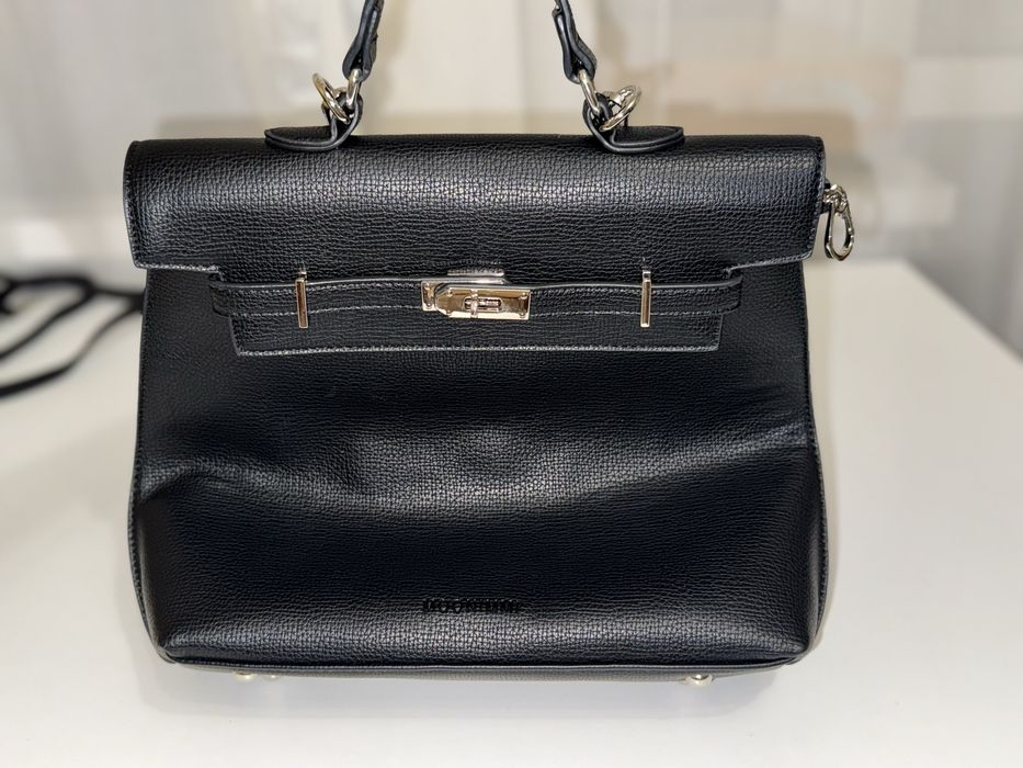 Сумка-рюкзак трансформер чорна з еко-шкіри