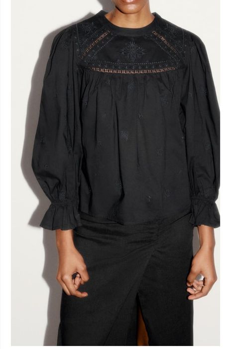 Promocja  Zara haftowana bluzka Czarna  xl