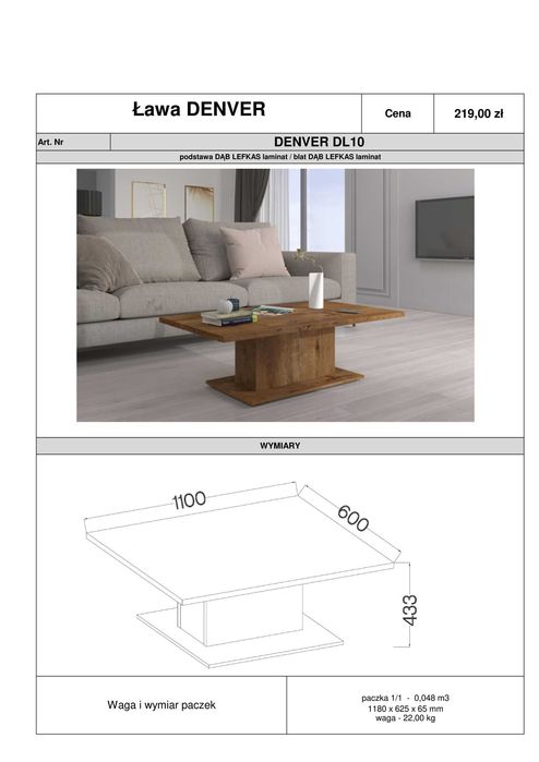 Nowoczesna Ława 4 KOLORY idealna do salonu