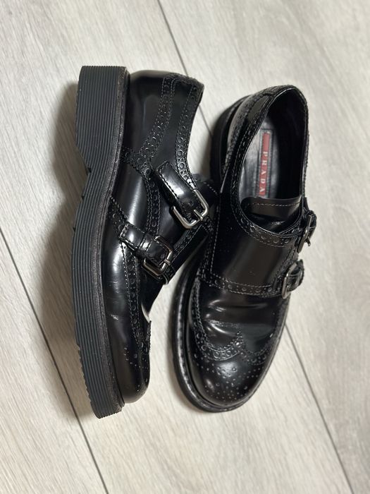 оригінальні жіночі туфлі prada | PRADA LINEA ROSSA MONKSTRAP LEATHER DERBYS