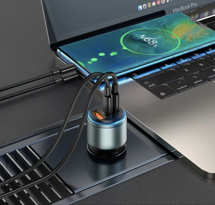 Мощное Авто Зарядное 95W Hoco NZ9 USB + 2Type-C для ноутбука/телефона