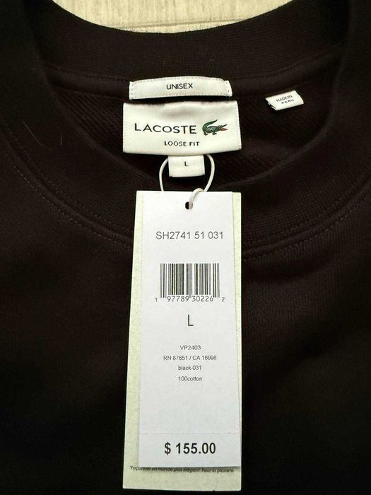 ОРИГІНАЛ! Світшот Lacoste Unisex Loose XS S M L XL XXL | SH2741.031