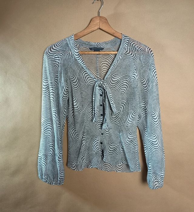 Armani Exchange Bluzka Damska Graficzna Czarno-Biała XS