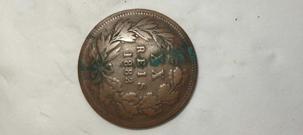 Moeda portuguesa antiga xx réis 1883