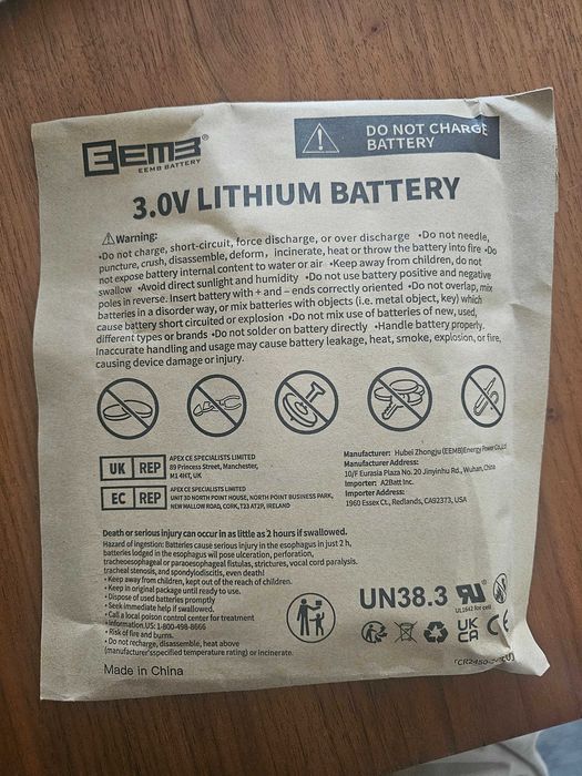 Pilhas lítio 3.0v CR2450 - 20 unidades