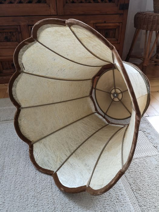 Piekny duży abażur stylowy antyk 51 cm x 42 cm brąz złoty prl stary