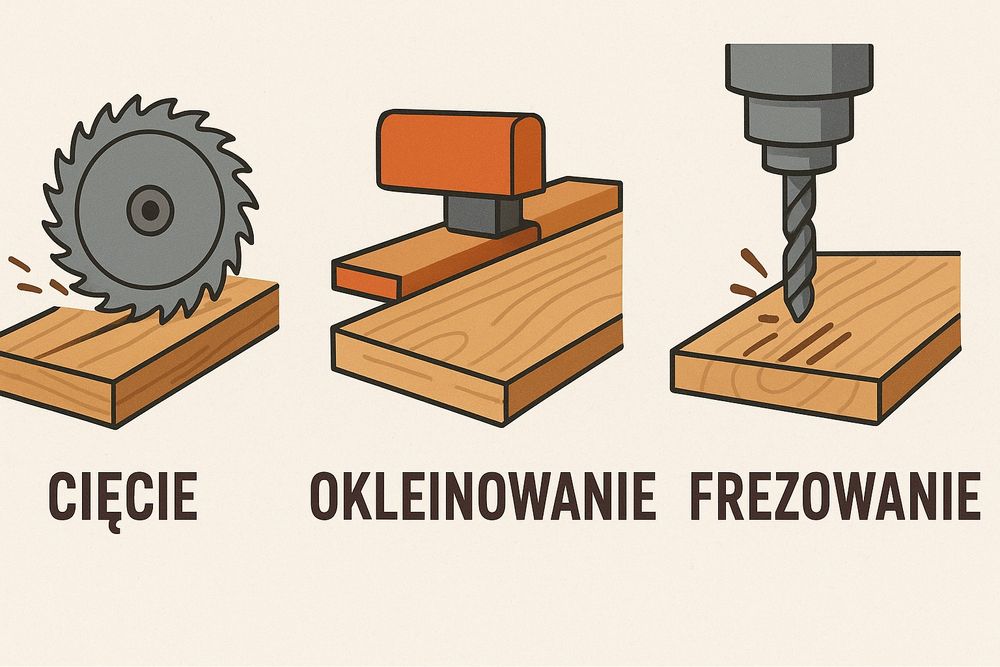 Cięcie , frezowanie , okleinowanie płyt