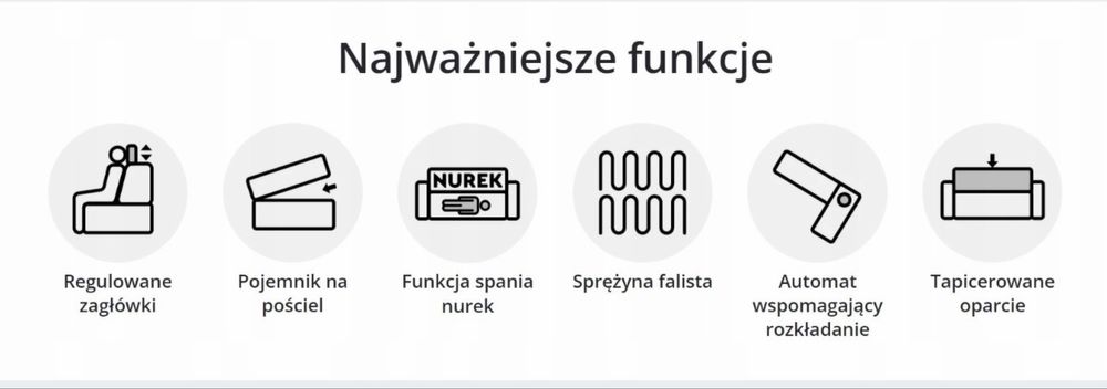 Narożnik U sofa grafit funkcja spania pojemnik regulowane zagłówki