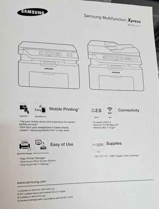 Drukarka Samsung M2070W WIFI NFC skaner ksero bdb