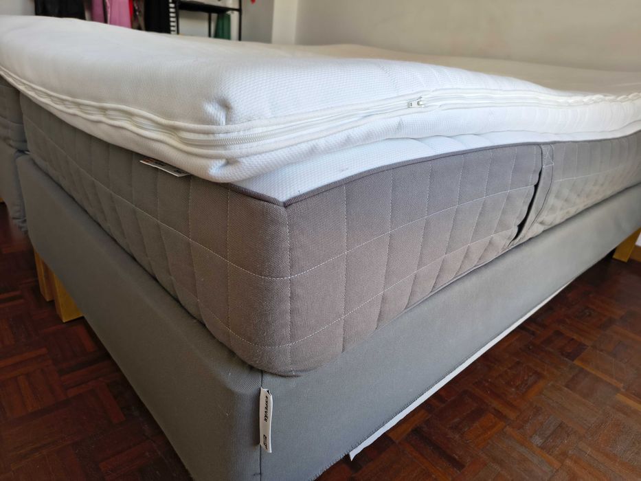 Cama IKEA completa 180x200 (king size) – Sommier + 2 Colchões + Topper