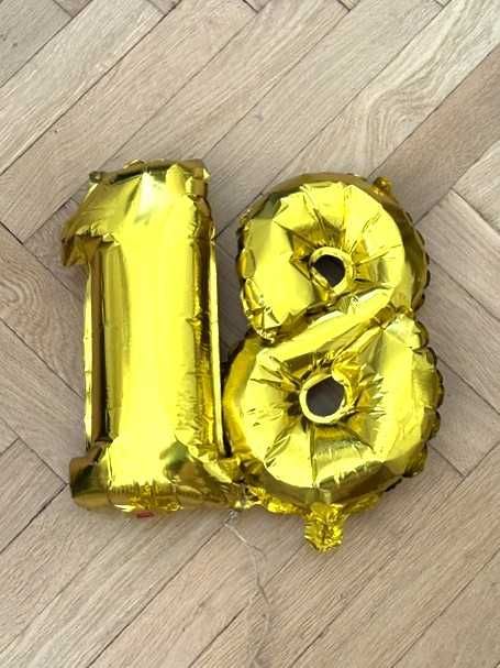 Balony urodzinowe liczby 18 złote
