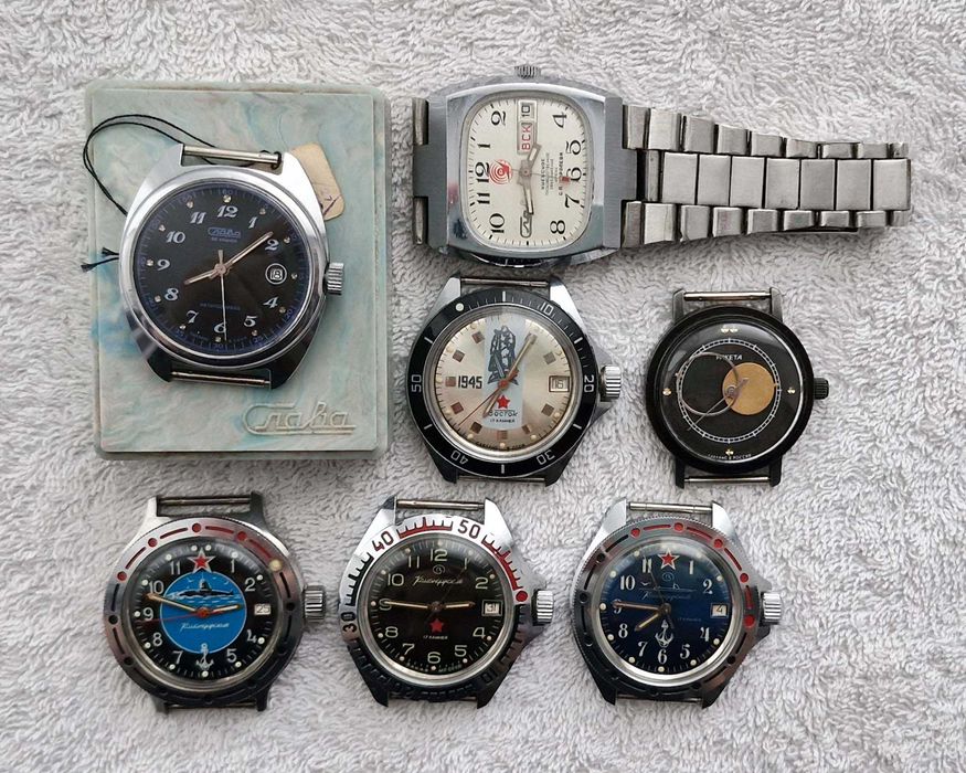 Восток, Амфибия, Полет, Автоподзавод, Позолоченные, Слава, Победа, Луч