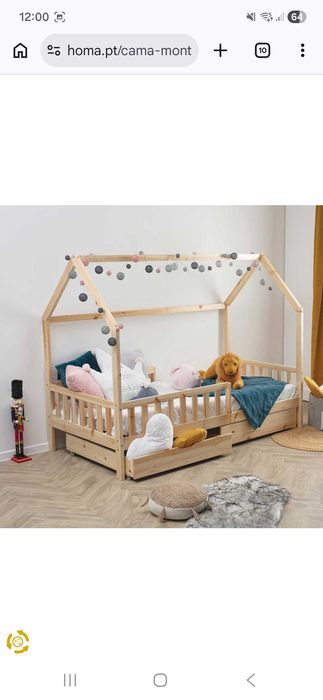 Cama MONTESSORI natural com 2 gavetas