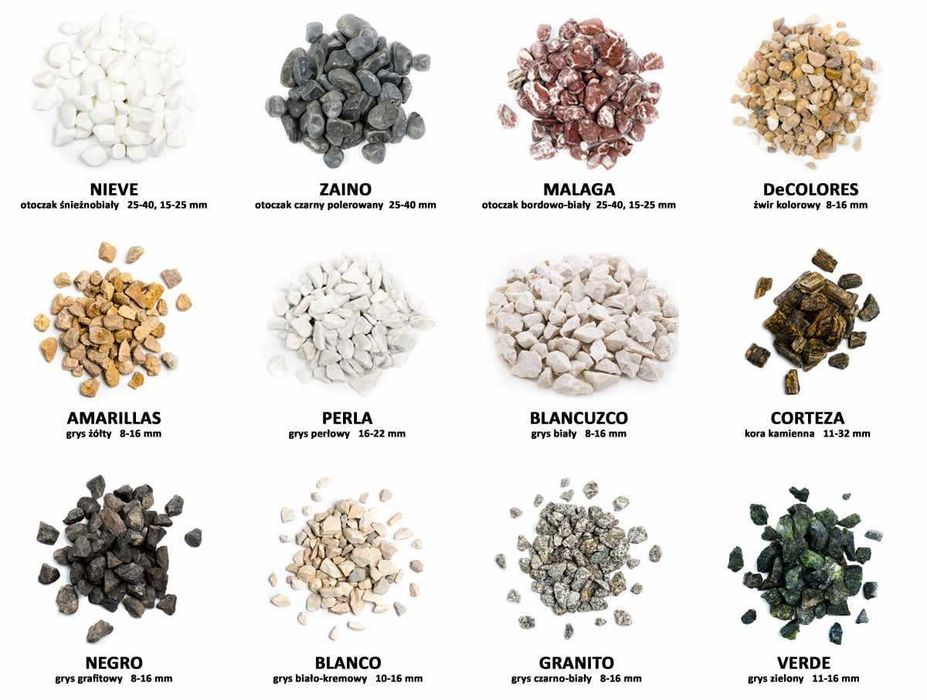 Grys Kamień ozdobny Gnejs Blanco Corteza workowany Kruszywo Ozdobne